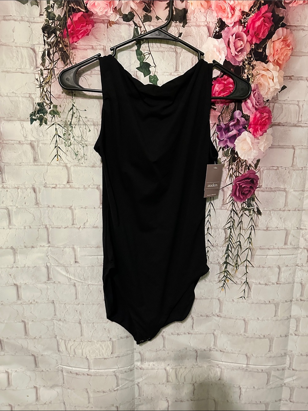 Auden Black Sleeveless Cowl Neck Bodysuit